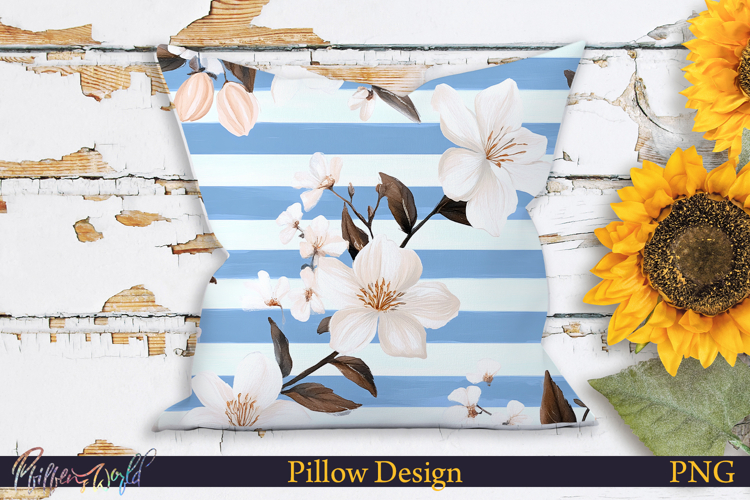 Pillow Design | Floral Stripes | Jasmine Flowers