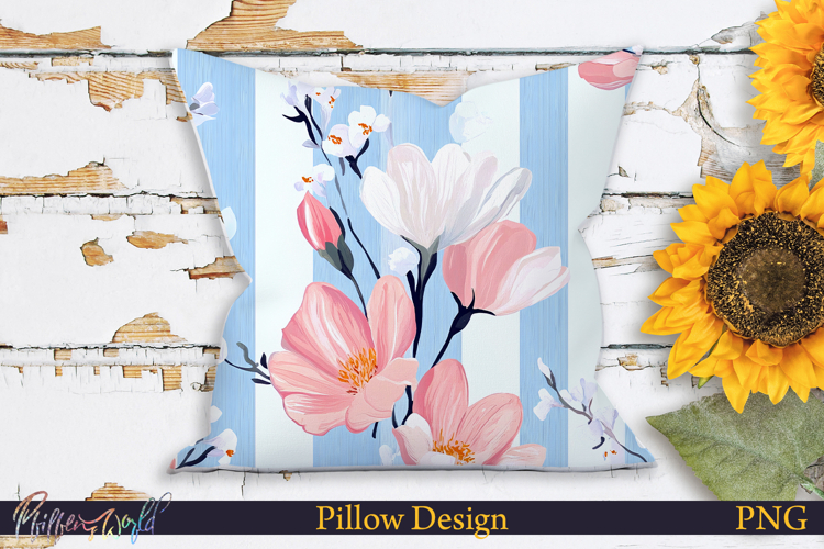 Pillow Design | Floral Stripes | Freesia Flowers