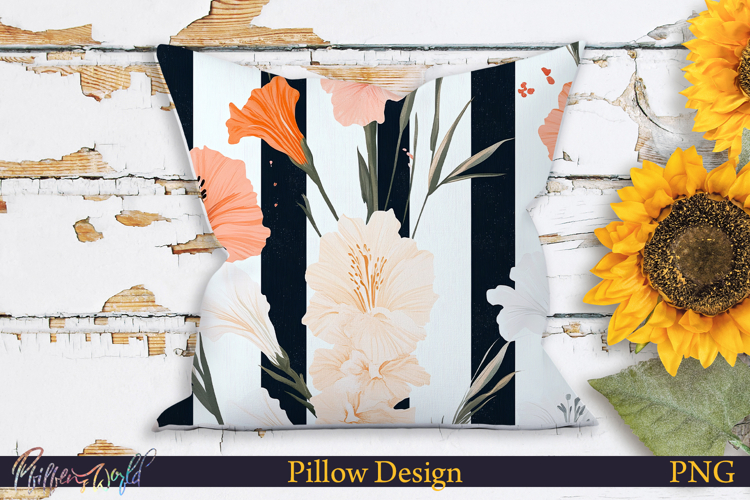 Pillow Design | Floral Stripes | Gladiolas