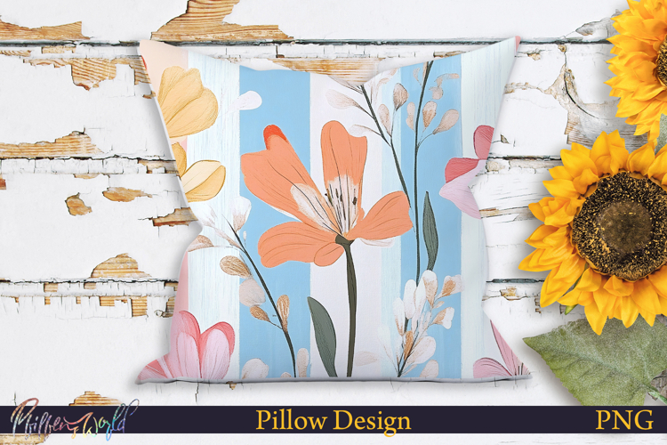 Pillow Design | Floral Stripes | Freesia Meadow