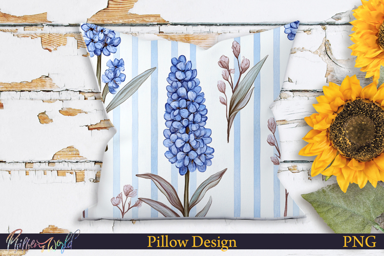Pillow Design | Floral Stripes | Grape Hyacinth