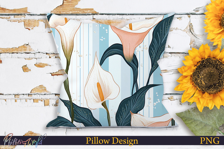 Pillow Design | Floral Stripes | Calla Lily