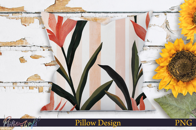 Pillow Design | Floral Stripes | Guzmania