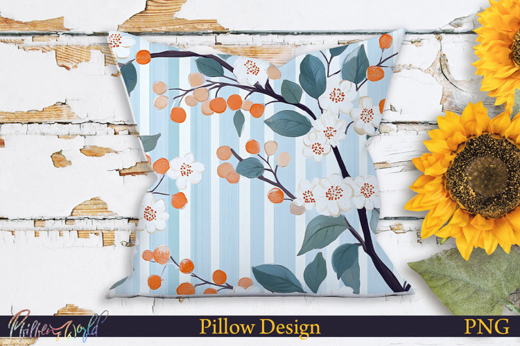 Pillow Design | Floral Stripes | Hawthorn Flowers