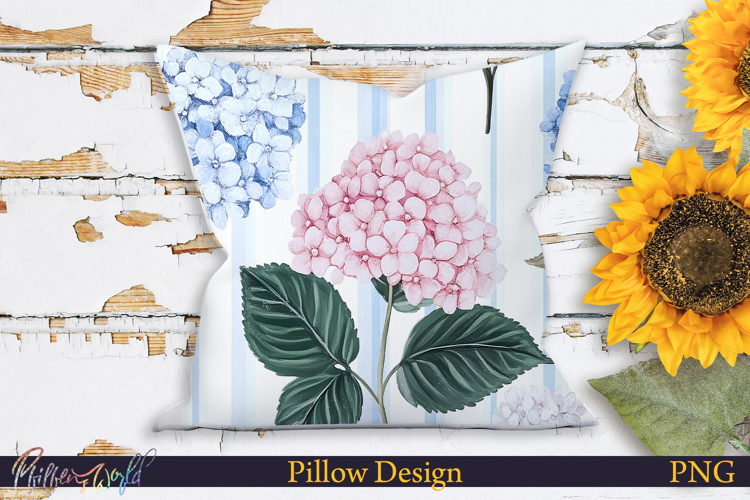 Pillow Design | Floral Stripes | Hydrangea