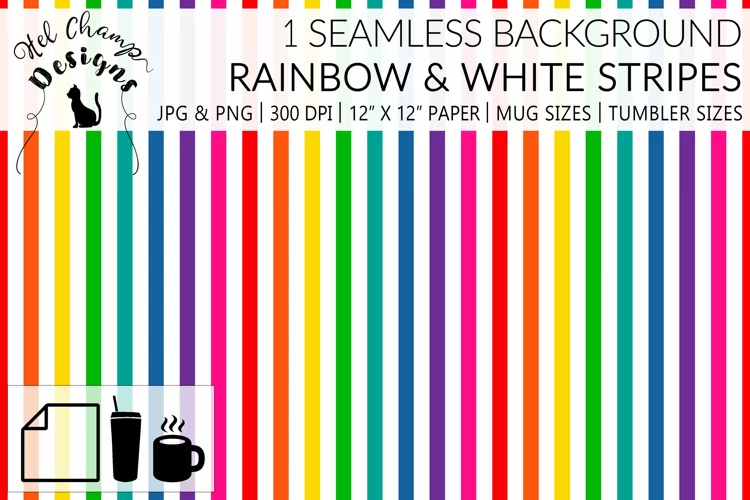 Rainbow & White Stripes | Papers | Patterns | Sublimation