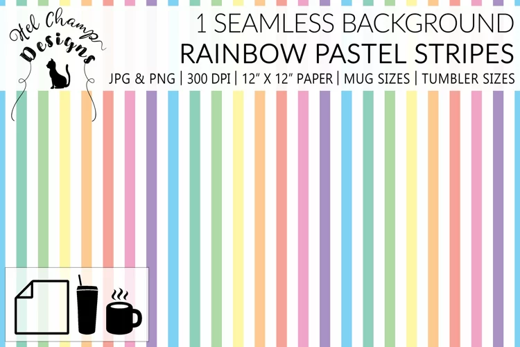 Rainbow Pastel Stripes | Papers | Patterns | Sublimation