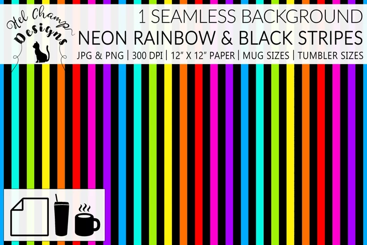 Neon & Black Stripes | Papers | Patterns | Sublimation