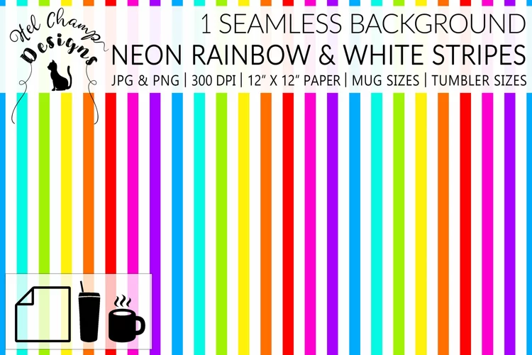 Neon & White Stripes | Papers | Patterns | Sublimation