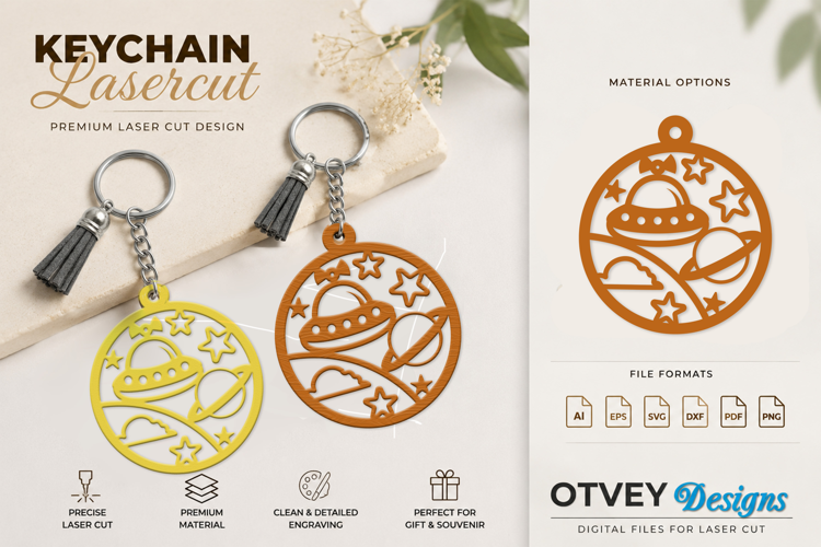 Space Keychain Lasercut | Keychain Design Lasercut