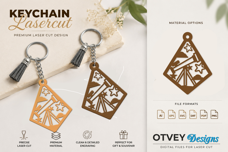 Space Keychain Lasercut | Keychain Design Lasercut