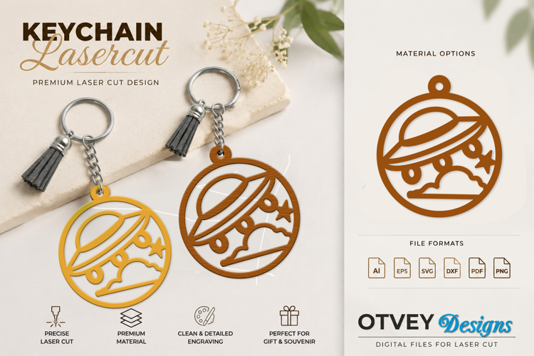 Space Keychain Lasercut | Keychain Design Lasercut