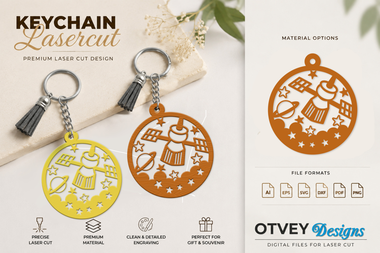 Space Keychain Lasercut | Keychain Design Lasercut