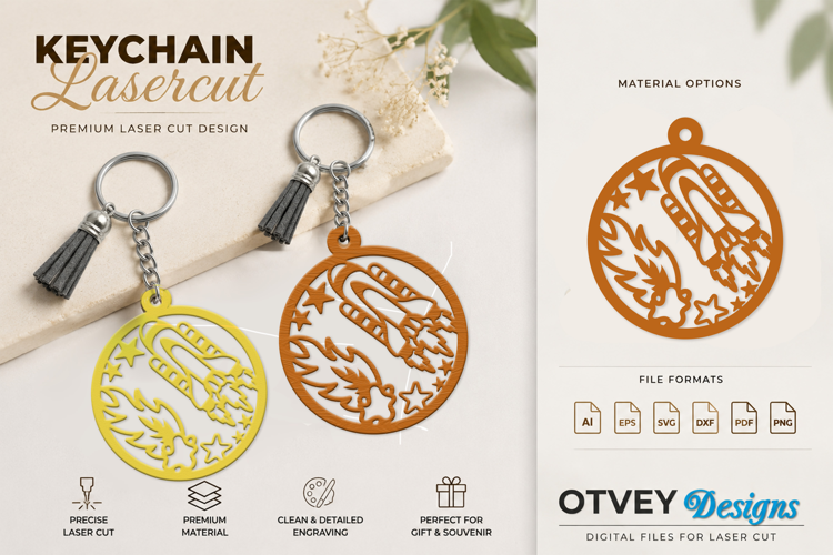 Space Keychain Lasercut | Keychain Design Lasercut