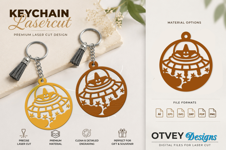 Space Keychain Lasercut | Keychain Design Lasercut