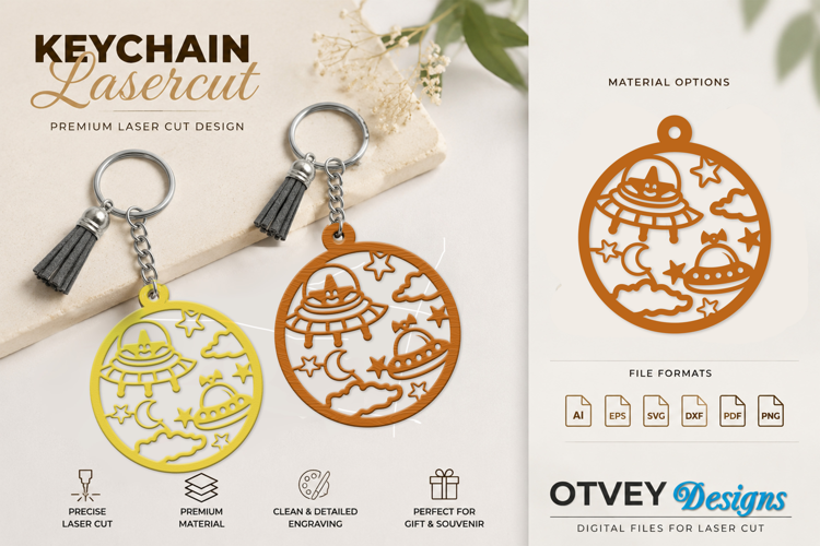 Space Keychain Lasercut | Keychain Design Lasercut