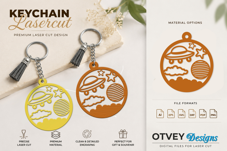 Space Keychain Lasercut | Keychain Design Lasercut