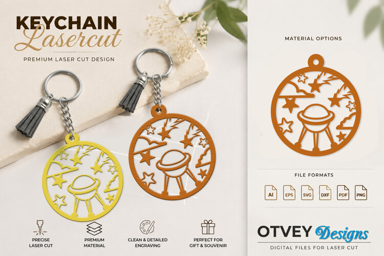 Space Keychain Lasercut | Keychain Design Lasercut example image 1