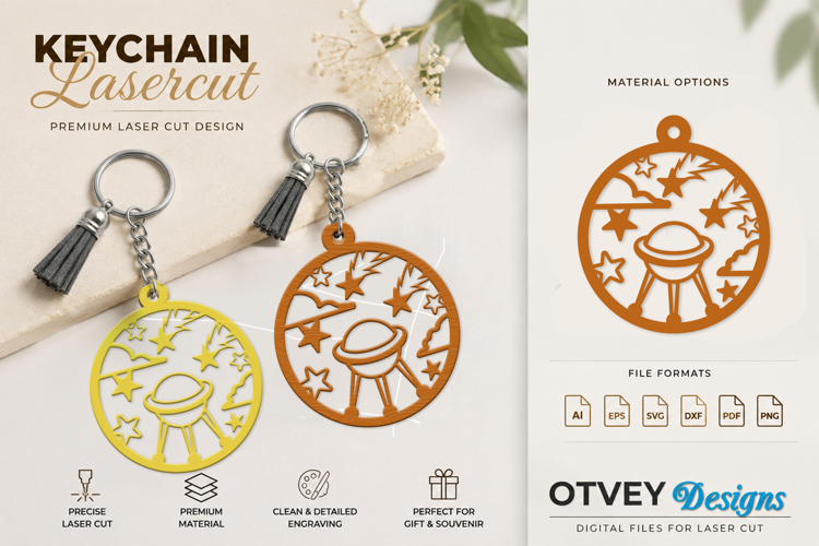 Space Keychain Lasercut | Keychain Design Lasercut