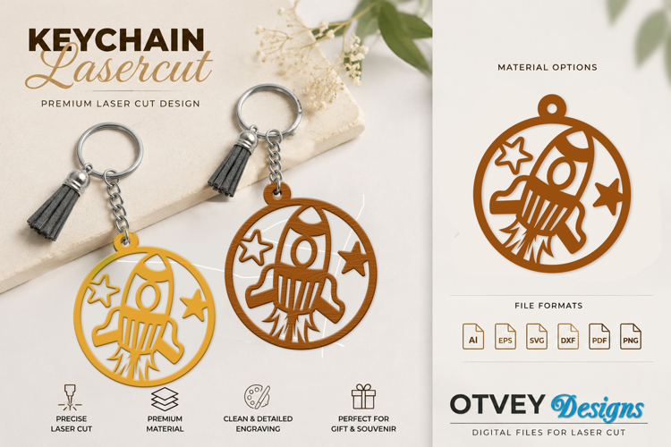Space Keychain Lasercut | Keychain Design Lasercut