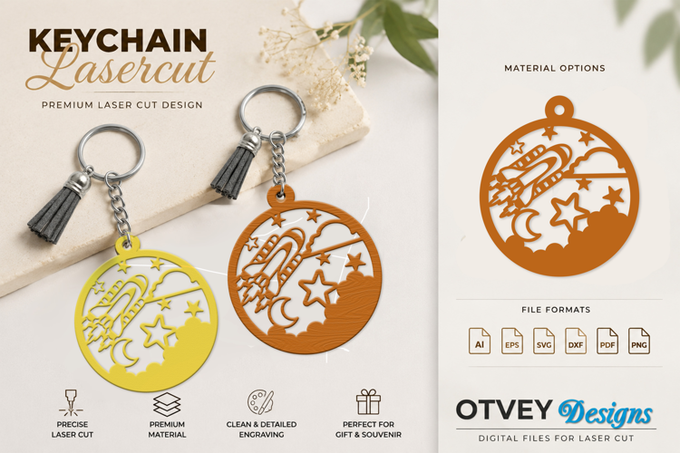Space Keychain Lasercut | Keychain Design Lasercut