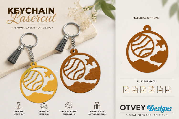 Space Keychain Lasercut | Keychain Design Lasercut