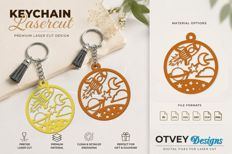 Space Keychain Lasercut | Keychain Design Lasercut example image 1