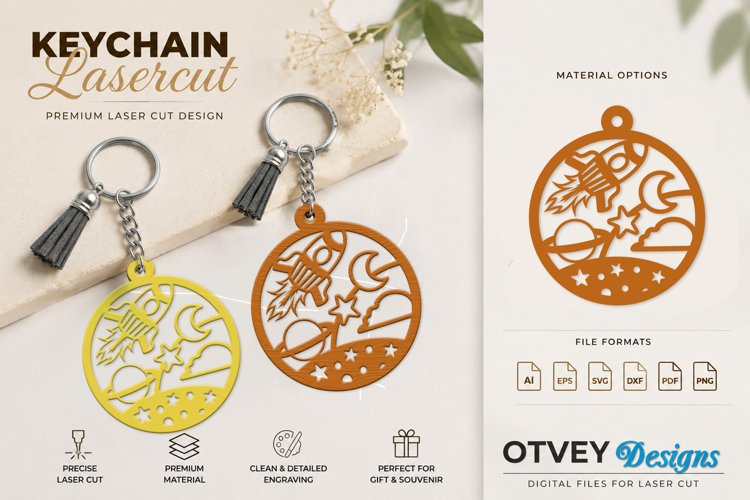 Space Keychain Lasercut | Keychain Design Lasercut