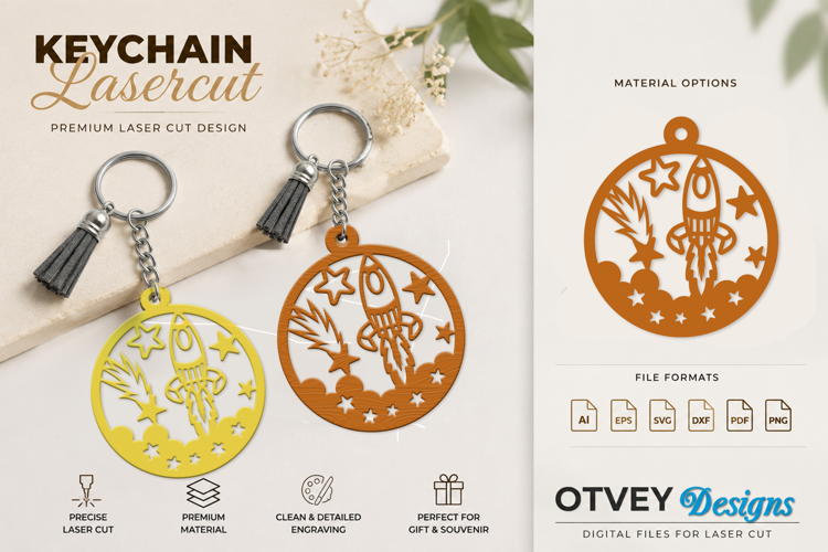 Space Keychain Lasercut | Keychain Design Lasercut