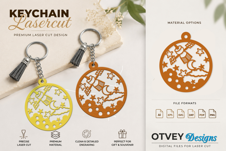 Space Keychain Lasercut | Keychain Design Lasercut