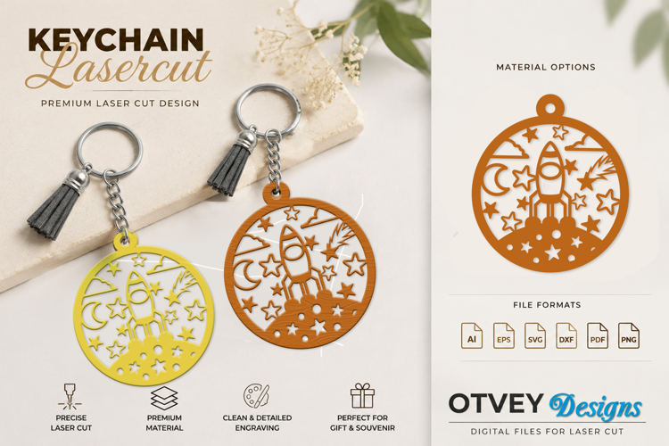 Space Keychain Lasercut | Keychain Design Lasercut