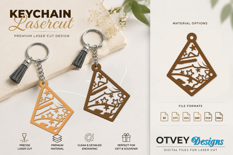 Space Keychain Lasercut | Keychain Design Lasercut