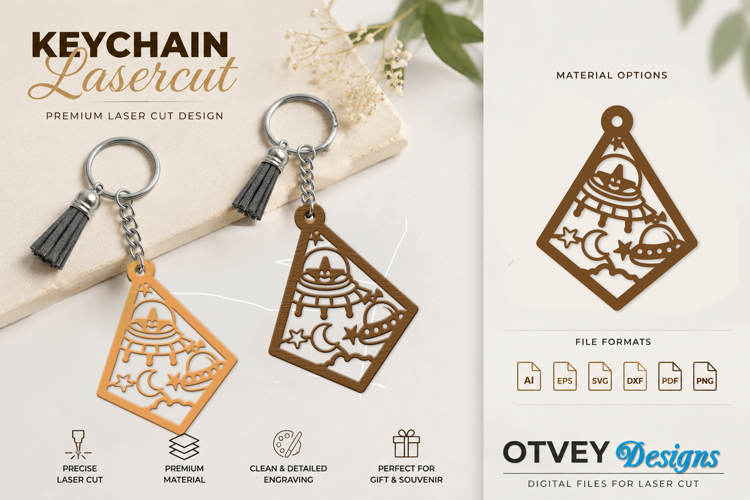 Space Keychain Lasercut | Keychain Design Lasercut
