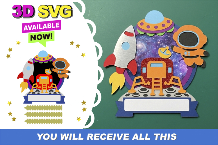 Shaker cake topper SVG Space Lunar Ship