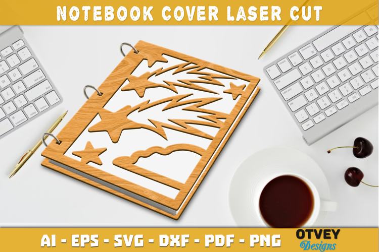 Space Scene Cover Notebokk Lasercut