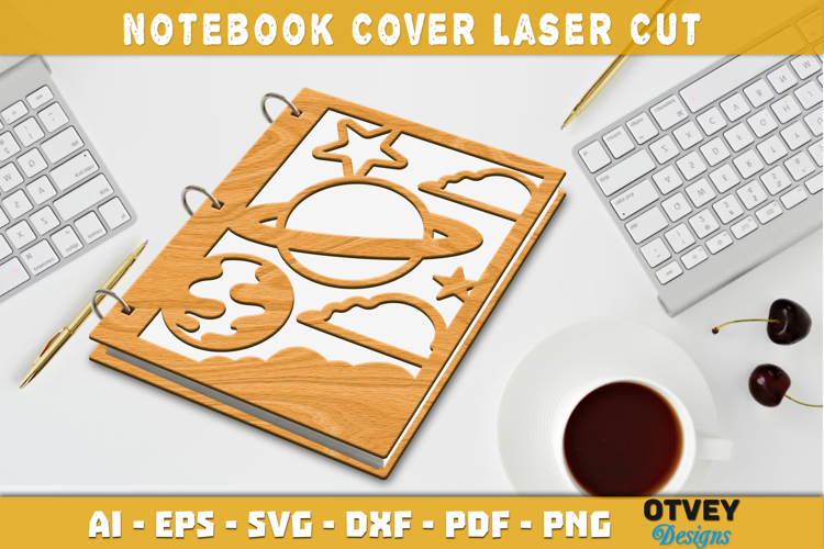 Space Scene Cover Notebokk Lasercut