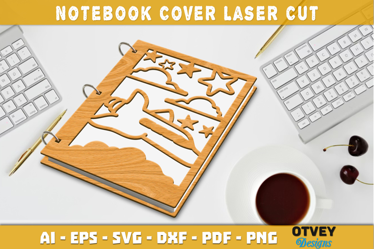 Space Scene Cover Notebokk Lasercut