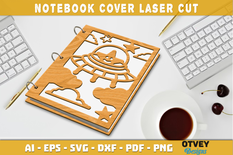 Space Scene Cover Notebokk Lasercut