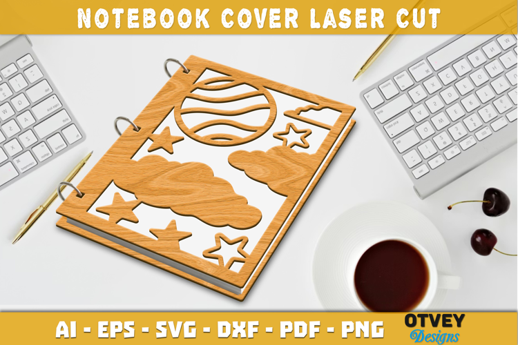 Space Scene Cover Notebokk Lasercut