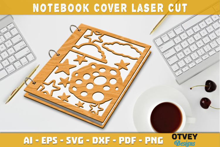 Space Scene Cover Notebokk Lasercut