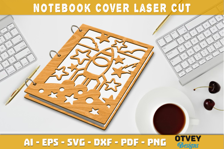 Space Scene Cover Notebokk Lasercut