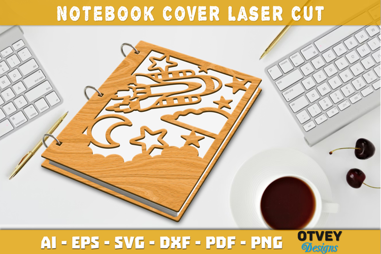 Space Scene Cover Notebokk Lasercut