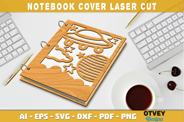 Space Scene Cover Notebokk Lasercut