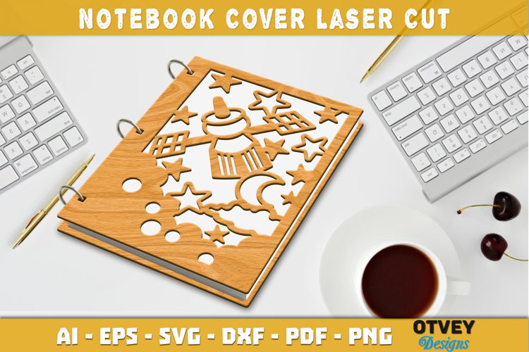 Space Scene Cover Notebokk Lasercut