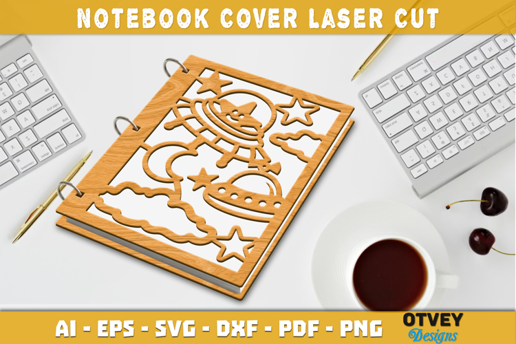 Space Scene Cover Notebokk Lasercut