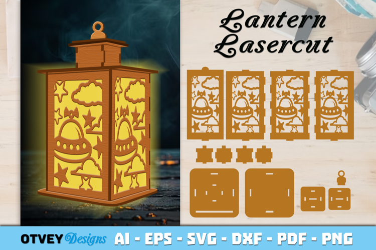 Space Scene Lantern Lasercut