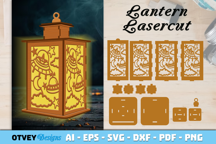 Space Scene Lantern Lasercut