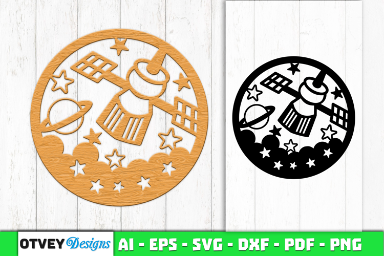 Space Scene Round Lasercut
