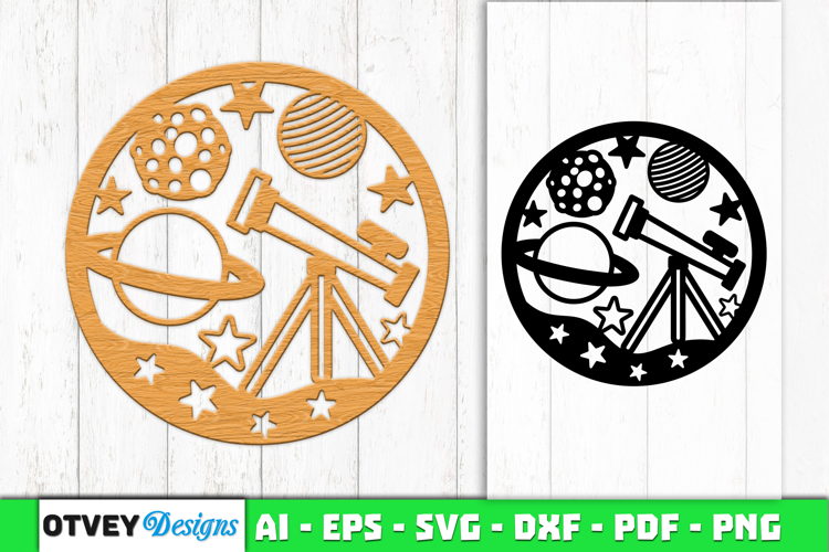 Space Scene Round Lasercut