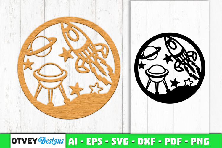 Space Scene Round Lasercut